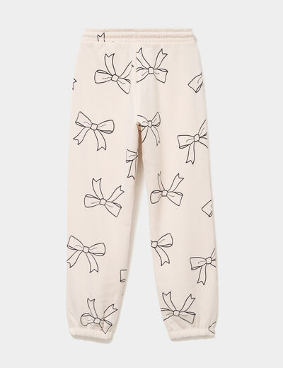Pantalon de jogging molleton beige fille