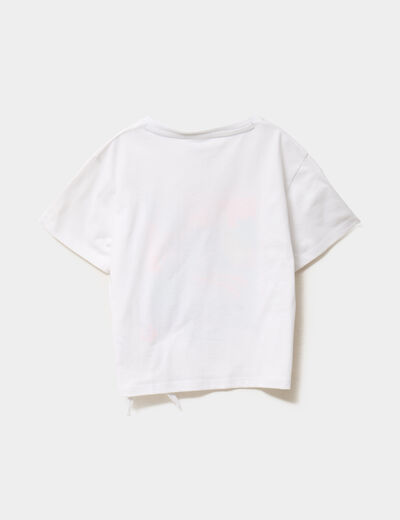 T-shirt manches courtes coton Stitch blanc fille