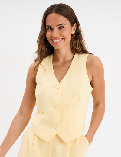 Veston sans manches jaune clair femme