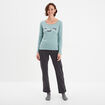 Ensemble pyjama pantalon 2 pièces coton bleu gris femme