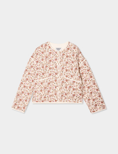 Veste matelassée col rond coton blanc femme
