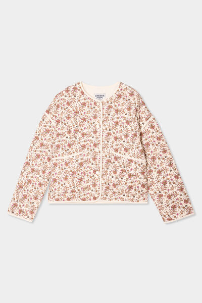 Veste matelass&eacute;e col rond coton blanc femme