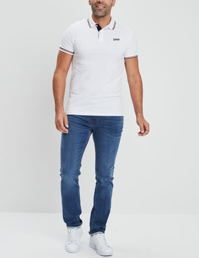 Polo avec broderie poitrine coton Creeks blanc homme