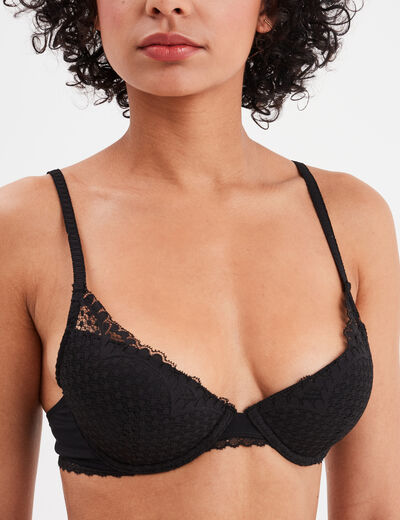 Soutien-gorge corbeille paddé dentelle noir femme