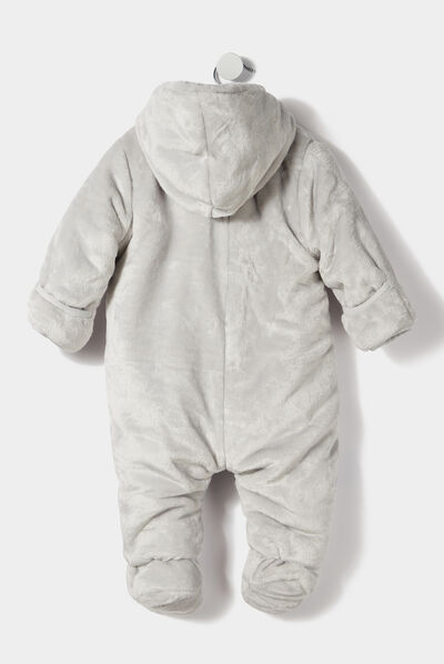Combinaison à capuche zippée gris clair bébé garçon