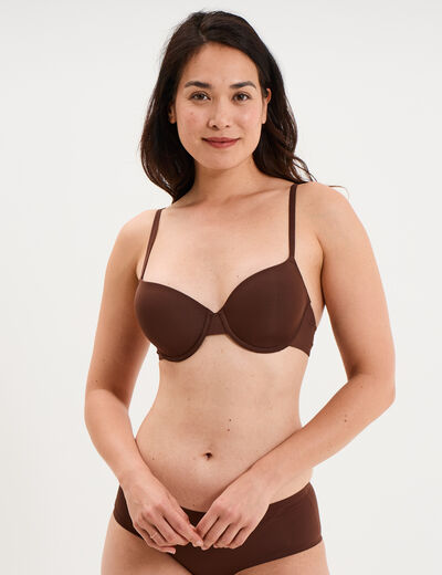 Soutien-gorge corbeille microfibre marron femme