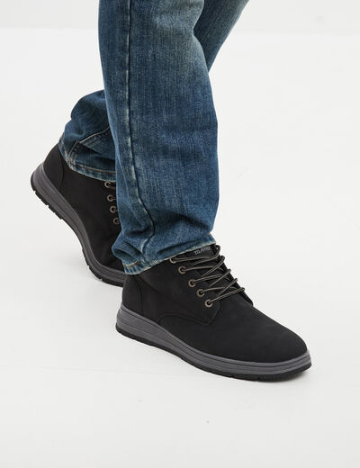 Baskets montantes &agrave; lacets noir homme