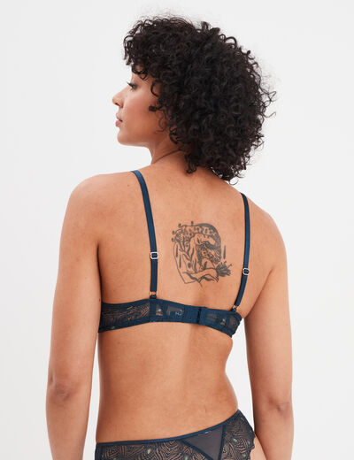 Soutien-gorge emboîtant paddé dentelle bleu canard femme