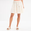 Jupe courte à coulisse gaze de coton creme femme