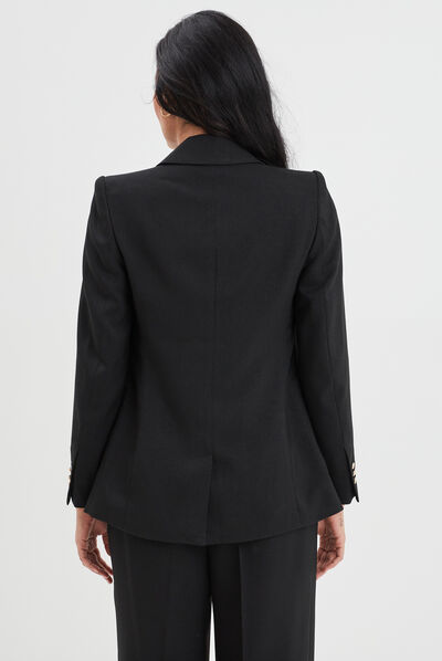 Veste blazer double boutonnage noir femme