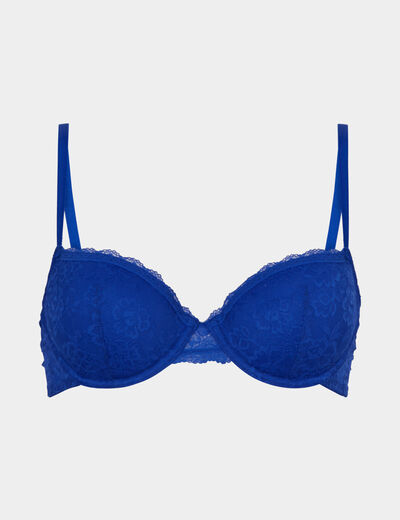 Soutien-gorge corbeille paddé dentelle bleu electrique femme