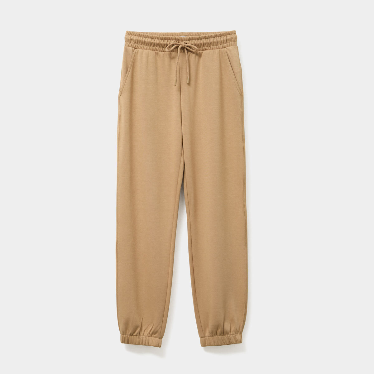 Pantalon de jogging large élastiqué taupe femme