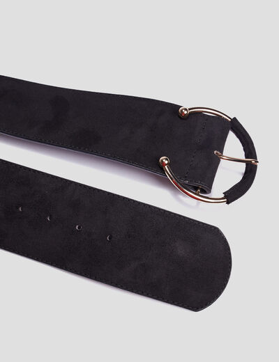 Ceinture boucle large noir femme