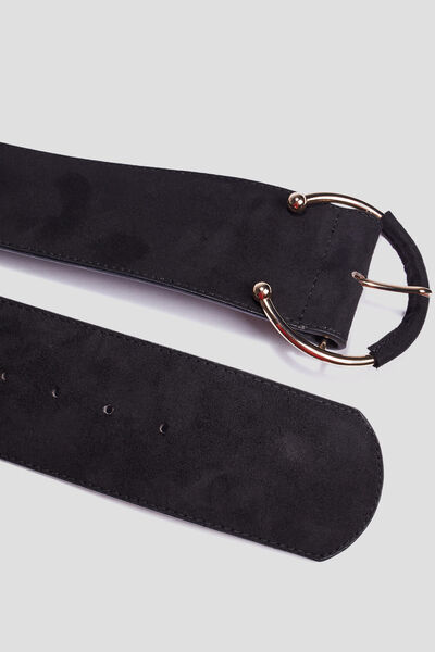 Ceinture boucle large noir femme