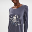 Chemise de nuit manches longues coton bleu gris femme