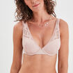 Soutien-gorge foulard dentelle à coques rose poudrée femme