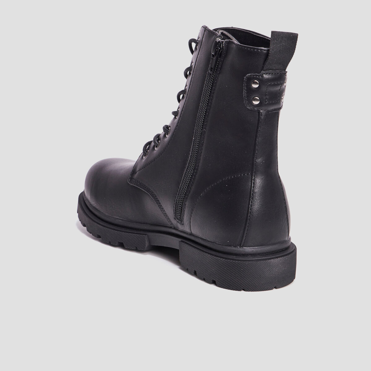 Boots zipp&eacute;es &agrave; lacets noir femme