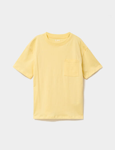 T-shirt oversize 1 poche manches courtes jaune gar&ccedil;on