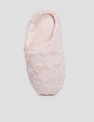 Chaussons mules fausse fourrure rose femme