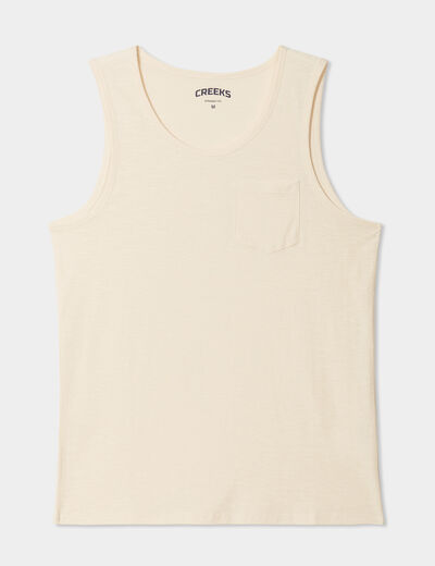 Débardeur droit 1 poche coton Creeks ecru homme