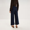 Jean large cropped poches plaqu&eacute;es denim brut femme
