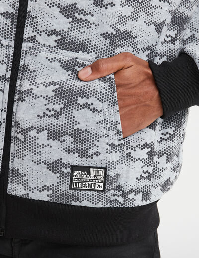 Sweat zippé à capuche Liberto gris homme
