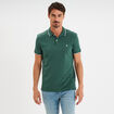 Polo manches courtes bords contrastés vert canard homme