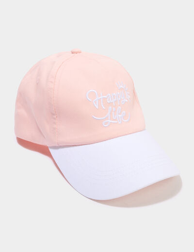 Casquette brod&eacute;e coton rose fille
