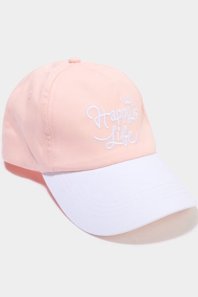 Casquette brod&eacute;e coton rose fille