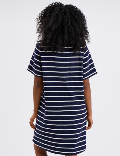 Robe t-shirt manches courtes coton ecru femme