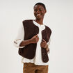 Veste sans manches effet polaire marron fonc&eacute; femme