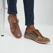 Tennis à lacets en cuir marron femme