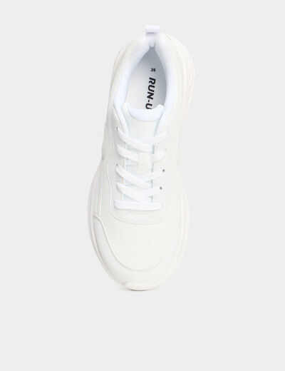 Baskets running à lacets Run-Up blanc femme
