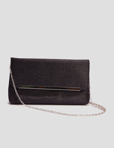 Sac pochette à paillettes noir femme