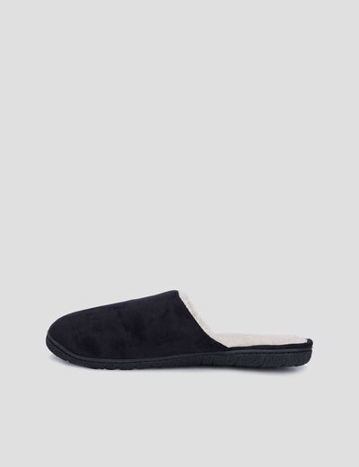 Chaussons mules aspect velours noir homme