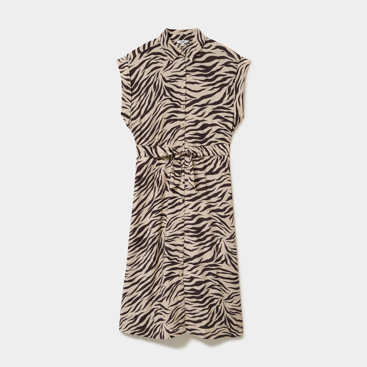 Robe chemise longue taille ajustable beige clair femme