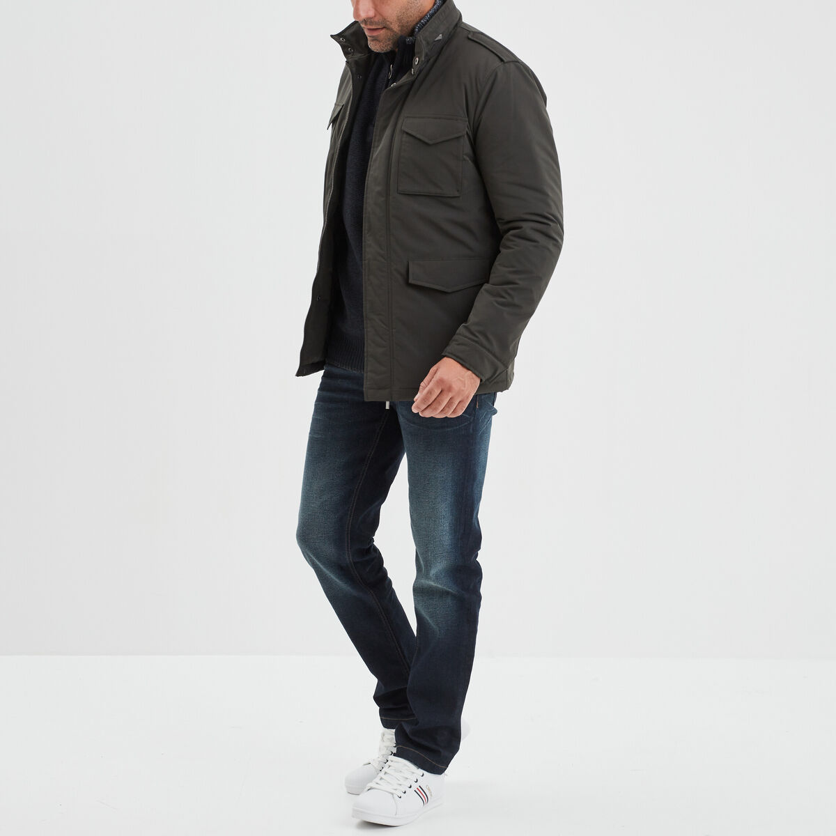Pull camionneur zippé droit Creeks bleu foncé homme