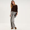 Gilet ajust&eacute; col rond manches longues marron femme