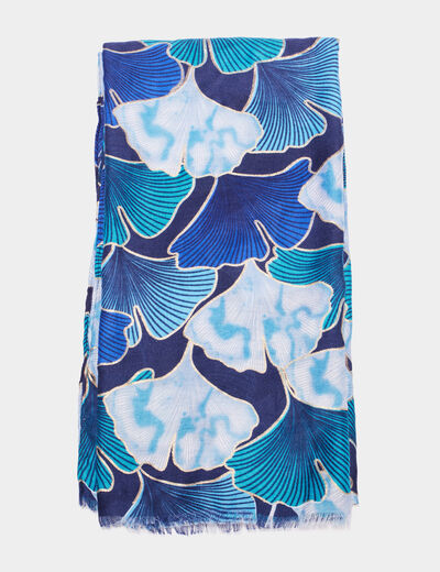 Foulard bords à franges fines bleu electrique femme