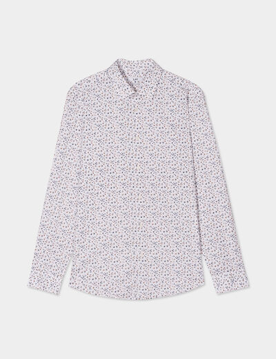Chemise ajust&eacute;e manches longues ecru homme