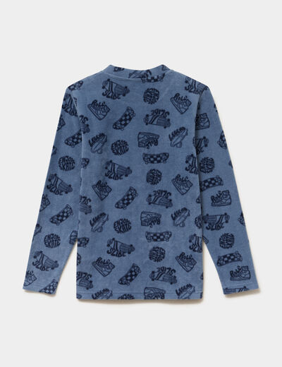 Ensemble pyjama effet polaire 2 pi&egrave;ces bleu fonc&eacute; gar&ccedil;on