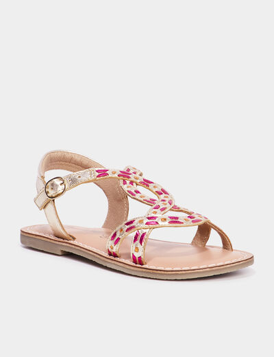 Sandales plates métallisées cuir Creeks multicolore fille