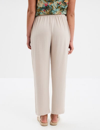 Pantalon fluide coupe cigarette gris clair femme