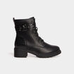 Bottines croco crant&eacute;es avec boucles noir femme