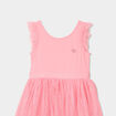 Robe volants en tulle sans manches rose fille