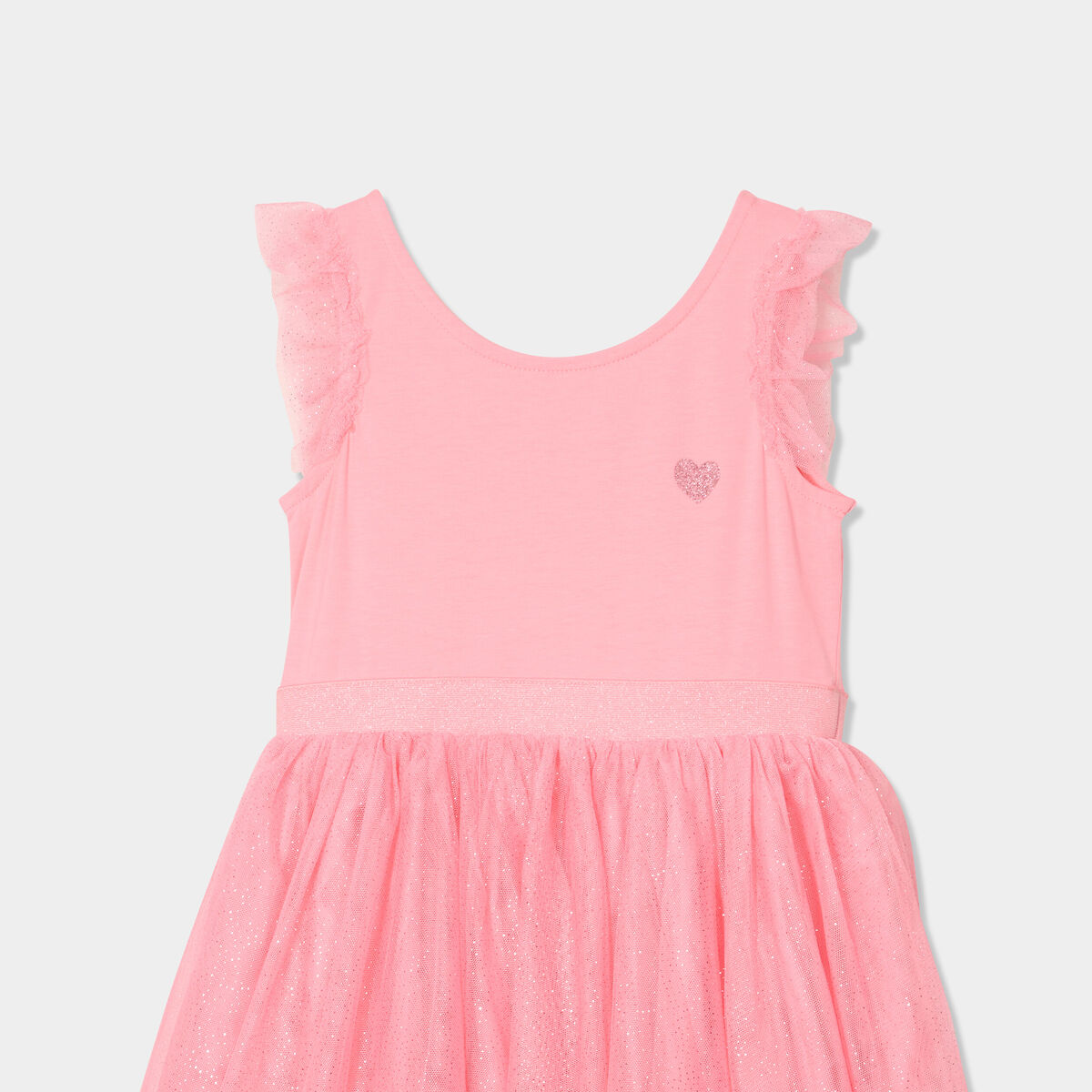 Robe volants en tulle sans manches rose fille