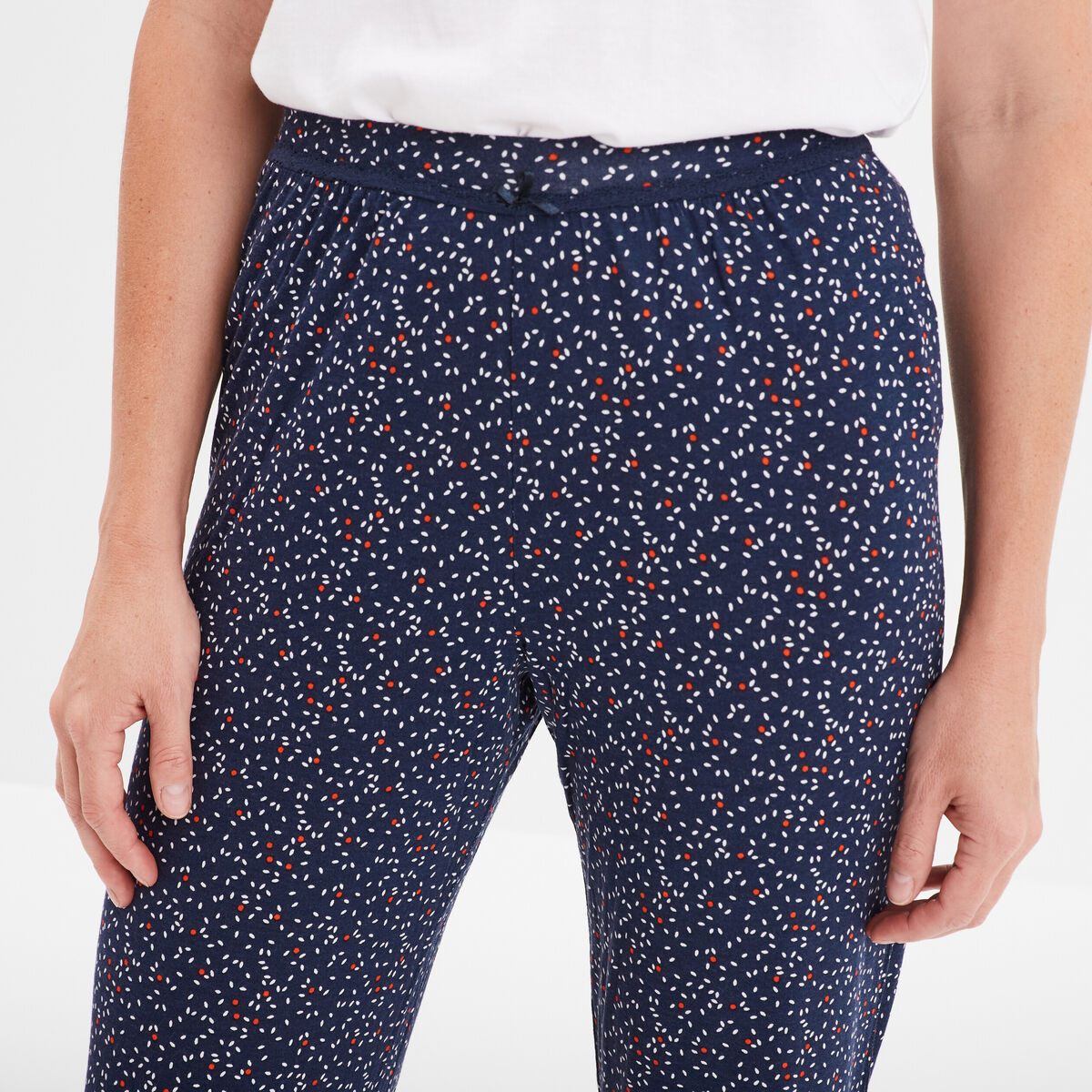 Pantalon de pyjama droit fluide bleu marine femme