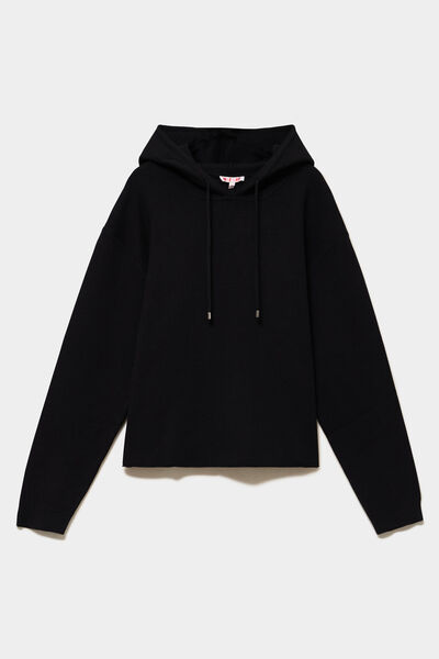 Sweat &agrave; capuche hoodie oversize noir femme