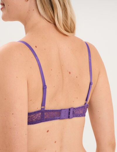 Soutien-gorge corbeille padd&eacute; dentelle mauve femme