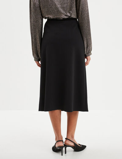Jupe midi fendue avec boutons noir femme